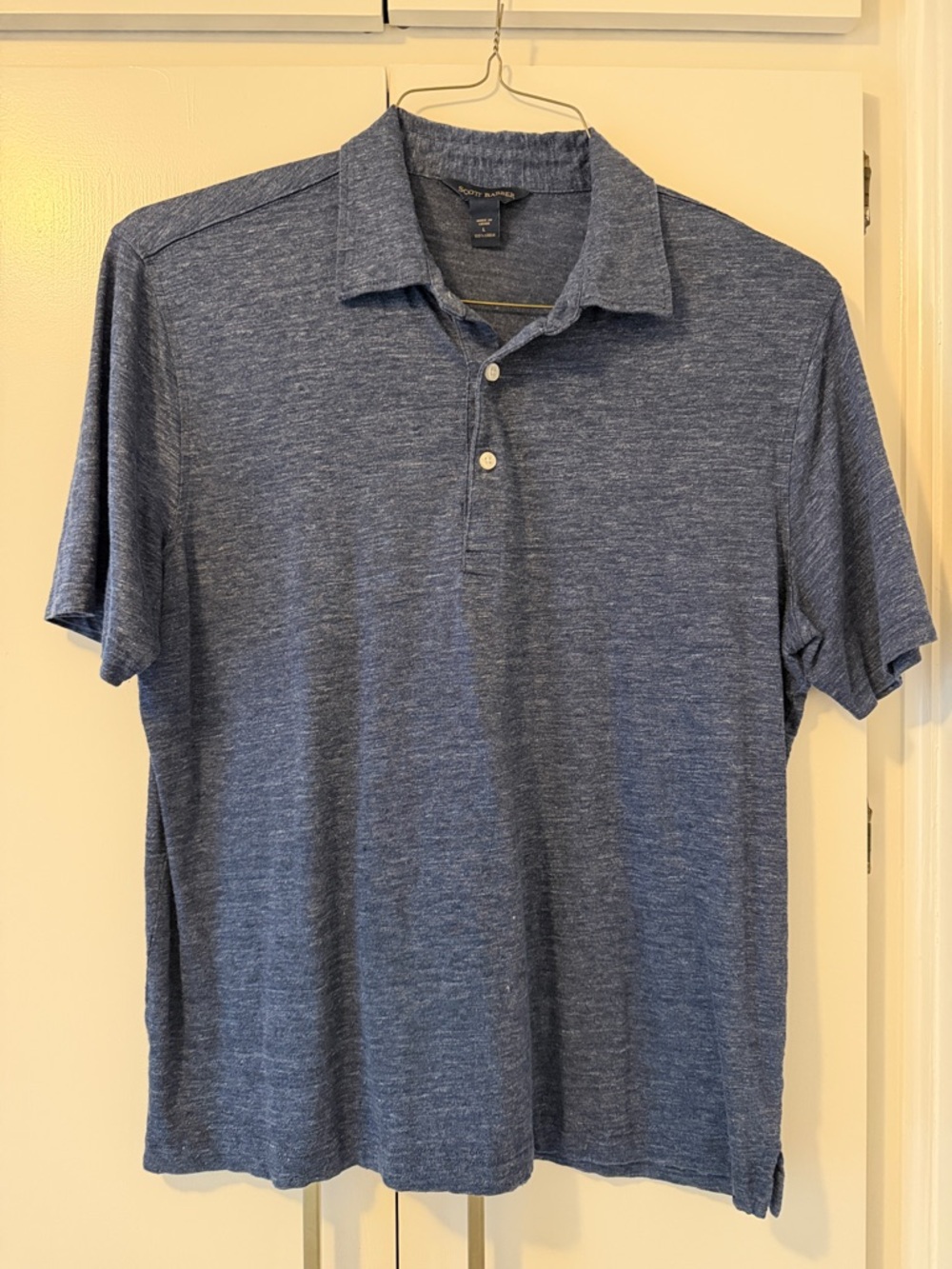 Scott Barber Heathered Navy Short-Sleeve Polo